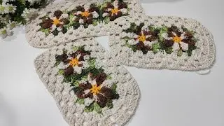 Jogo de banheiro florescer - COMBINAÇÃO NOVA #crochet 
