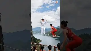Fearless Duo Performs Insane High-Wire Stunt!#shorts #circus