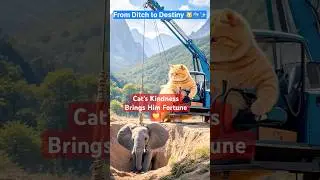 Orange Cat Rescues Baby Elephant | Heartwarming Rescue Story |Circus Journey Begins 🐱 #shorts #cat