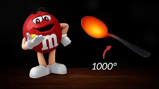 1000&deg; Hot Spoon Vs M&M's Chocolate Candy