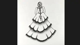 How to draw girl backside with beautiful dress || Girl drawing || Easy step by step drawing