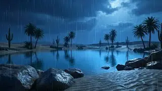 Deep Sleep to Heavy Night Rain in a Desert Oasis
