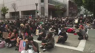 Marchers move through Portand in BLM protest