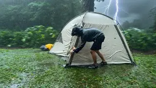 SCARY DOWNPOUR and THUNDERSTORM‼️CAMPING IN HEAVY RAIN & THUNDERSTORMS, RELAXING RAIN SOUND