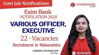 Exim Bank Notification 2020 | 22 Various Officer, Executive Vacancies in Maharashtra @Wisdom Jobs