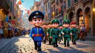 Seven Toy Soldiers March Through Town | Marching Song for Kids | Counting Nursery Rhyme & Rhythm Fun