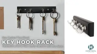 Self-Adhesive Key Hook Rack for Glass and Tile with New Zealand Pine Wood | NW1941SN