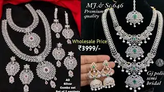 AD Stone Necklace Set!Semi Bridal Ad Jewelry! Bridal Set!Wholesal Price!Bridal Jewelry! Gowindowshop