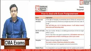 How to deal with Exam Postponement | CMA Exams Postponed | Siddharth Agarwal.