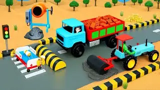 DIY Road Construction: Mini Bulldozer & Roller Build Speed Bump | Concrete Science Project