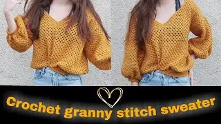 How To Crochet A Granny Stitch Sweater/Cum Sa Crosetezi Un Pulover Cu Granny In Linie Dreapta