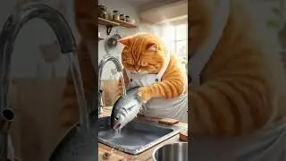 Cat Cooking Fish Fry 😺🍳🐟 | Funny Animal Video | #viral #catviedo #shorts