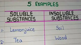SOLUBLE AND INSOLUBLE SUBSTANCES IN WATER | 5 Five Soluble & Insoluble Substances in Water
