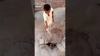 brave children in village life clean cow leg