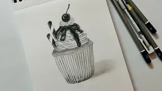 Realistic cupcake drawing for beginners🧁 #realisticdrawing #realisticart #arttutorial #art #live