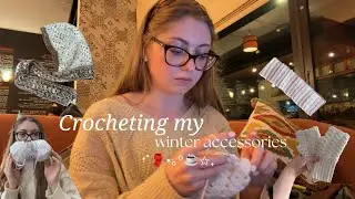 Crochet with me: my winter essentials ˖ ࣪⭑❄⋆˚࿔ scoodie, fingerless gloves and a headband! 