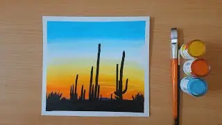 Easy Acrylic painting |desert Acrylic painting #art #acrylicpainting