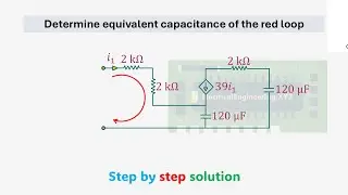 Determine equivalent capacitance of the red loop #electricalengineeringxyz