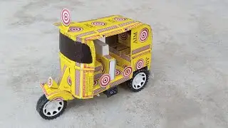How to make matchbox tuk tuk taxi at home - - DIY mini rickshaw