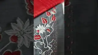 Dabka French Wire Floral Leaf Embroidery Kurti Neckline: Hand Embroidery Kurti Neckline Design