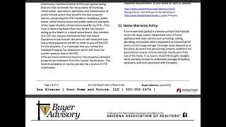 Arizona Buyer Advisory Form