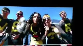 Iowa hawkeye fan wearing miss fanatic football skirt on esp