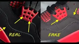 Nike Air Jordan 4 real vs fake. How to spot fake Nike Air Jordan 4 Red thunder retro trainers