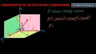 Componentes de un vector (tres dimensiones) en coordenadas cartesianas