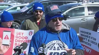 Rideshare drivers gather at Bradley Airport in one-day strike to demand better pay