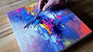 Easy Acrylic Painting Technique  / Merging Colors Using Spomge / Colorful Abstract Painting