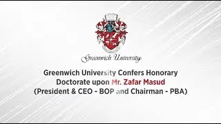 Mr. Zafar Masud Awarded Honorary Doctorate by Greenwich University | The Bank of Punjab