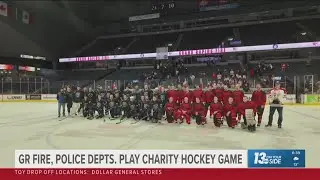 Grand Rapids fire, police departments face off in hockey game