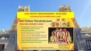 2026 - SHRI VISHNU THIRUKALYANAM | Shri Shiva Vishnu Temple | Melbourne, Australia