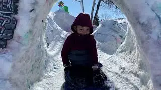 Dad builds custom ice slide in front yard.