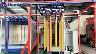 Conveyor system for semi automatic powder coating line with batch oven