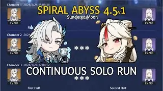 [4.5v1] - Ningguang C6R1 & Neuvillette C1R1 CONTINUOUS SOLO RUN - 9★ Abyss Floor 12