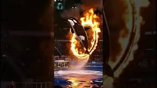 Epic Orca Jumps Through Blazing Fire Hoop! 🐋💥