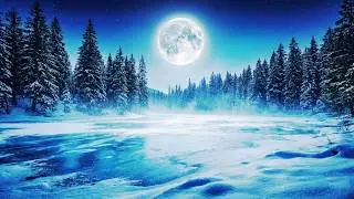 Frozen Lake Under the Moonlight ❄️ Calm Winter Forest Ambience for Deep Sleep