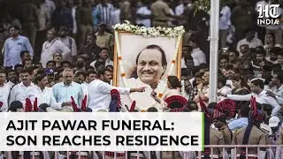 Ajit Pawar Funeral: Emotional Scenes As Son Jay Pawar, Sharad Pawar Reach Baramati For Last Rites