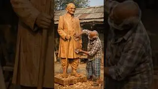 महात्मा गांधी जी की लकड़ी से अद्भुत मूर्ति 😱 | Amazing Gandhi Wood Carving Art 🪵🔥 #shorts #ytviral