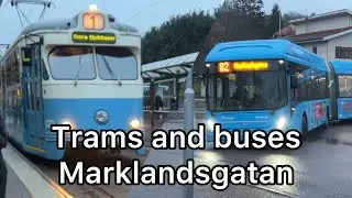 Trams and Buses at Marklandsgatan, Gothenburg (bonus ride)