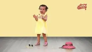 Spring Bunny - Girl in a Yellow frock with flower&nbsp;design