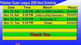 Reamaning matches schedule psl 5 2020!