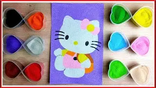 T&Ocirc; M&Agrave;U TRANH C&Aacute;T HELLO KITTY ĐI HỌC - Learn colors Sand Painting Toys #viral