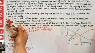 externality and socially optimal level of output . #pigovian tax #deadweightloss MPC MEC MSC MB