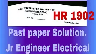 Past Paper Solution of Junior Engineer Electrical SPS - 08 || HR 1902 Past Paper Solution