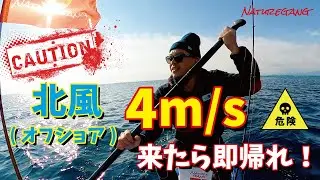 北風(オフショア)が4m/s吹いたら即帰れ！危険！貴重映像！ #naturegang #サップフィッシング #abugarcia