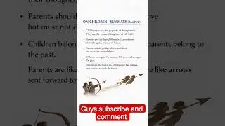 On Children &ndash; Summary |Day 3 of Day 70 |study with me| 2nd PUC English | Karnataka Board