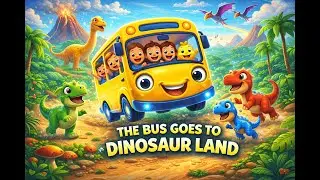 🚌🦕🎵 The Wheels on the Bus Go to Dinosaur Land! 🦖🌋🌈 | Fun Dino Songs for Kids