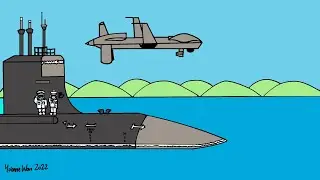 How to draw a Seawolf Submarine & Grey Eagle UAS US air drone with Focus the autistic superhero
